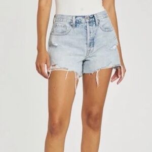 pistola Nova in Moonlight Distressed Denim Shorts